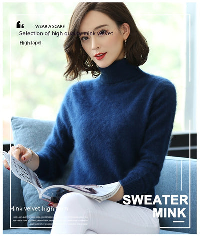 Suéter Cuello Alto Holgado en Cashmere y Terciopelo Mink - Image 28