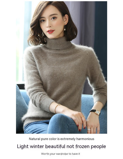 Suéter Cuello Alto Holgado en Cashmere y Terciopelo Mink - Image 29