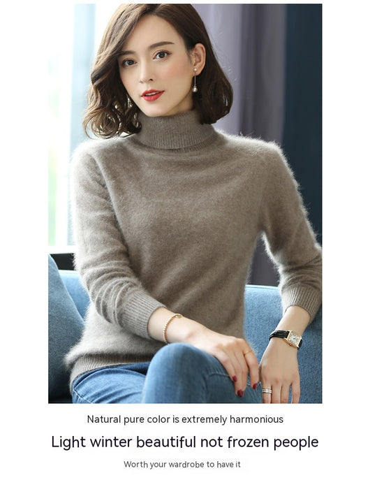 Suéter Cuello Alto Holgado en Cashmere y Terciopelo Mink - Image 29