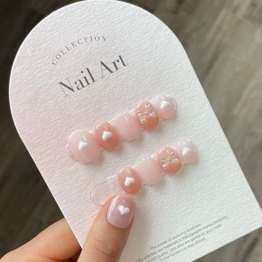 Stickers de Uñas Cortas Diseño Lazo - Manicura Adhesiva Elegante - Image 22