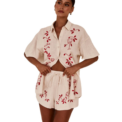 Conjunto Casual de Camisa Corta con Bordado 3D y Textura - Image 58