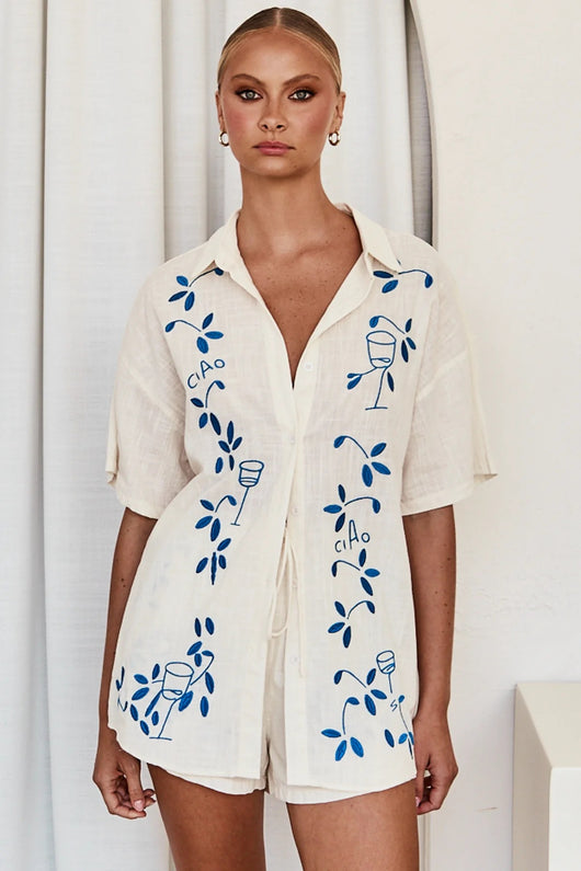 Conjunto Casual de Camisa Corta con Bordado 3D y Textura - Image 76