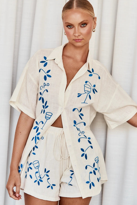 Conjunto Casual de Camisa Corta con Bordado 3D y Textura - Image 82