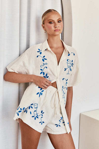 Conjunto Casual de Camisa Corta con Bordado 3D y Textura - Image 84