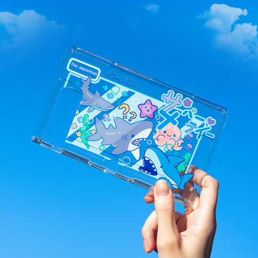 Pink protective case for Nintendo Switch with cute white rabbit and cloud pattern, covering console and Joy-Cons. - Image 13