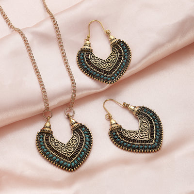 Conjunto de Aretes y Collar de Cuerda Trenzada Multicolor - Image 14