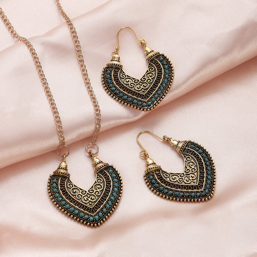 Conjunto de Aretes y Collar de Cuerda Trenzada Multicolor - Image 14