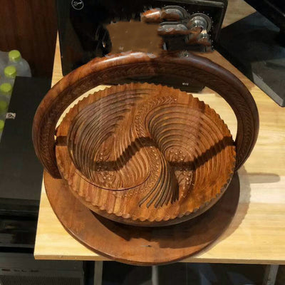 Canasta Decorativa de Madera Tallada Pakistaní - Souvenir Artesanal - Image 15