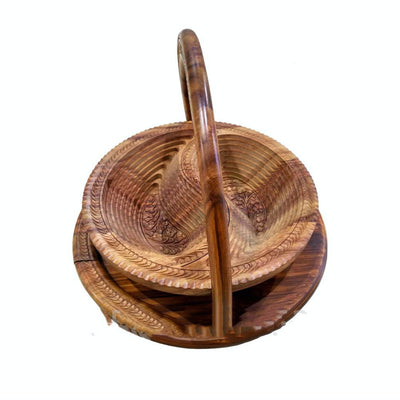 Canasta Decorativa de Madera Tallada Pakistaní - Souvenir Artesanal - Image 21