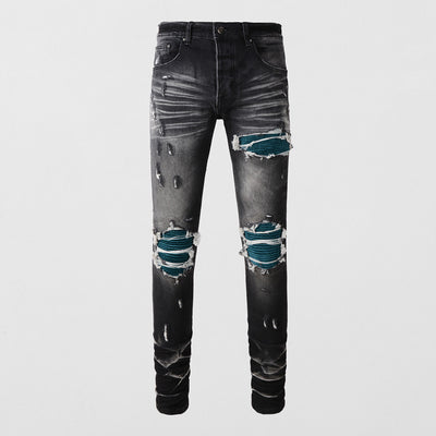 Jeans Vintage Desgastado con Parches y Roturas - Image 9