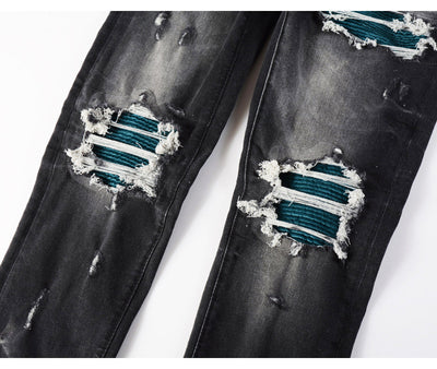 Jeans Vintage Desgastado con Parches y Roturas - Image 14
