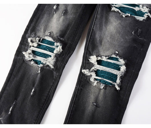Jeans Vintage Desgastado con Parches y Roturas - Image 14
