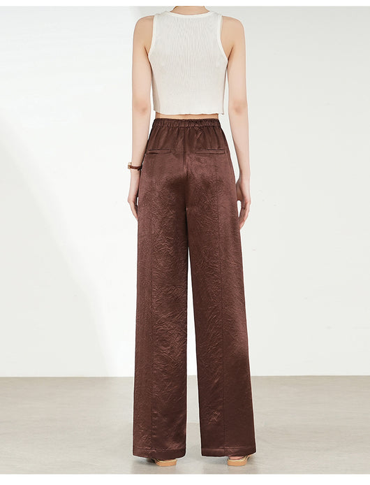Pantalones Rectos de Triacetato con Pliegues para Primavera - Image 18