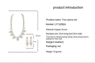 Conjunto de Collar y Aretes Retro Cuadrados con Circones Europeos y Americanos - Image 19