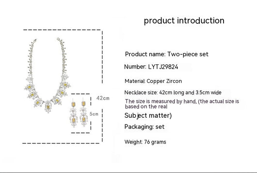 Conjunto de Collar y Aretes Retro Cuadrados con Circones Europeos y Americanos - Image 19