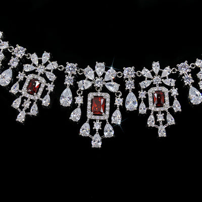 Conjunto de Collar y Aretes Retro Cuadrados con Circones Europeos y Americanos - Image 21