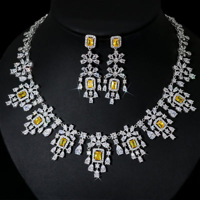Conjunto de Collar y Aretes Retro Cuadrados con Circones Europeos y Americanos - Image 22