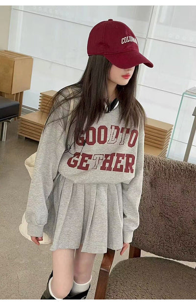 Conjunto Preppy para Niña: Suéter Manga Larga con Letras y Falda Plisada - Image 8