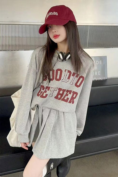 Conjunto Preppy para Niña: Suéter Manga Larga con Letras y Falda Plisada - Image 10