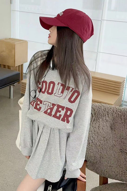 Conjunto Preppy para Niña: Suéter Manga Larga con Letras y Falda Plisada - Image 11