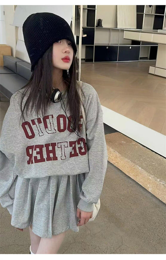 Conjunto Preppy para Niña: Suéter Manga Larga con Letras y Falda Plisada - Image 16