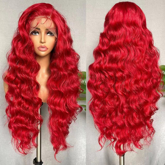 Peluca de Encaje Ondas Grandes Voluminosas Rojo Intenso - Image 7