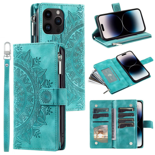 Funda Cartera Teléfono Cuero Grabado - Organizador de Tarjetas con Cierre - Image 32
