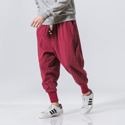 Pantalones Harem Estilo Chino para Hombre - Joggers Casuales de Algodón y Lino - Image 14
