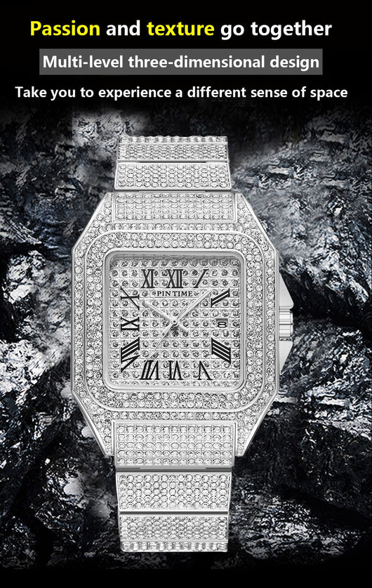 Reloj Cuadrado de Cuarzo para Hombre con Diamantes PINTIME - Image 13