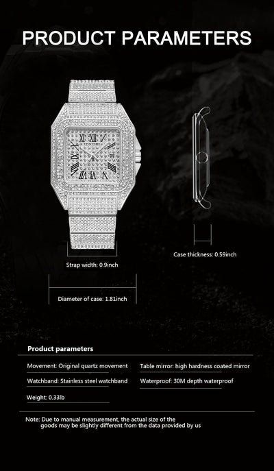 Reloj Cuadrado de Cuarzo para Hombre con Diamantes PINTIME - Image 17