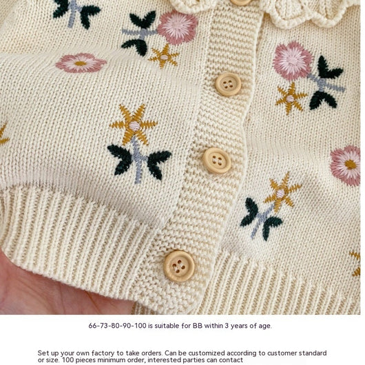 Cardigan Infantil de Punto con Cuello Bordado de Loto - Abrigo Cálido de Manga Larga - Image 21