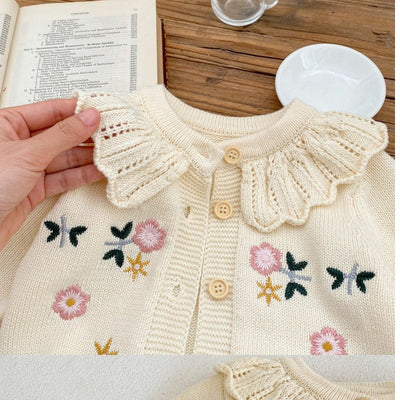 Cardigan Infantil de Punto con Cuello Bordado de Loto - Abrigo Cálido de Manga Larga - Image 23