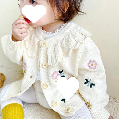 Cardigan Infantil de Punto con Cuello Bordado de Loto - Abrigo Cálido de Manga Larga - Image 29