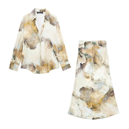 Conjunto Tie-Dye en Satén de Seda: Blusa y Falda - Image 12