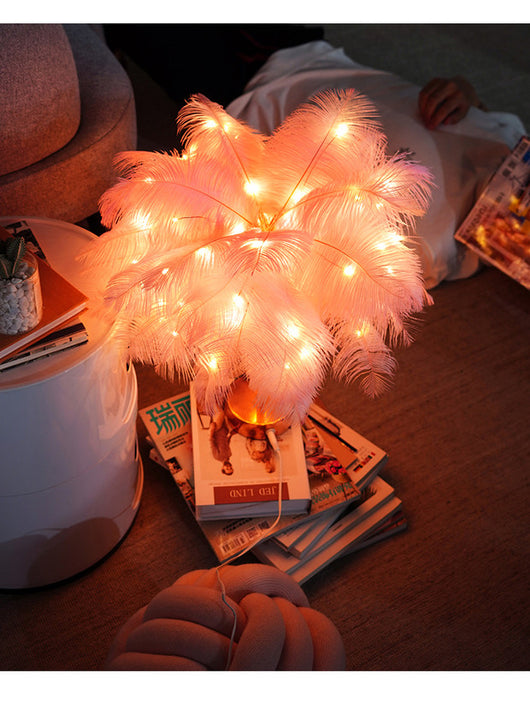 Lámpara de Escritorio Nórdica con Plumas - Luz Decorativa Moderna para Dormitorio - Image 27