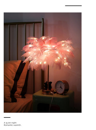 Lámpara de Escritorio Nórdica con Plumas - Luz Decorativa Moderna para Dormitorio - Image 28
