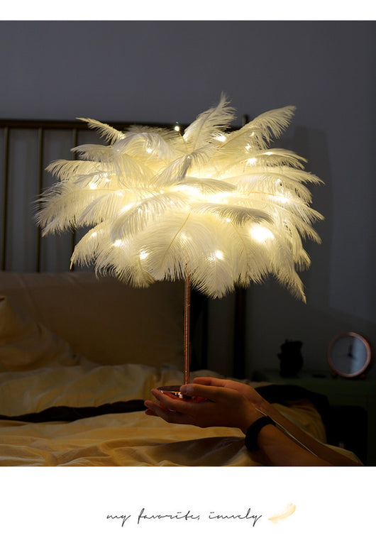 Lámpara de Escritorio Nórdica con Plumas - Luz Decorativa Moderna para Dormitorio - Image 29