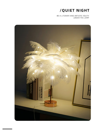 Lámpara de Escritorio Nórdica con Plumas - Luz Decorativa Moderna para Dormitorio - Image 32