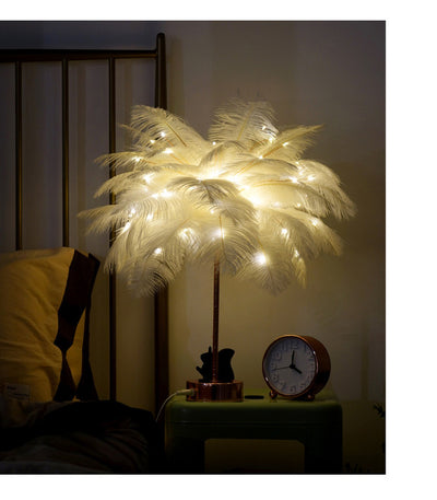 Lámpara de Escritorio Nórdica con Plumas - Luz Decorativa Moderna para Dormitorio - Image 33