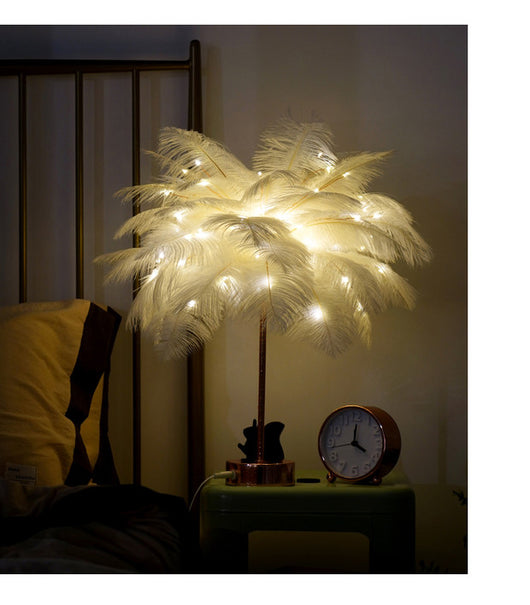 Lámpara de Escritorio Nórdica con Plumas - Luz Decorativa Moderna para Dormitorio - Image 33