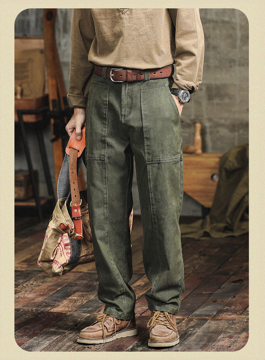 Pantalones Cargo Holgados Verde Militar Estilo Retro para Hombre - Image 12