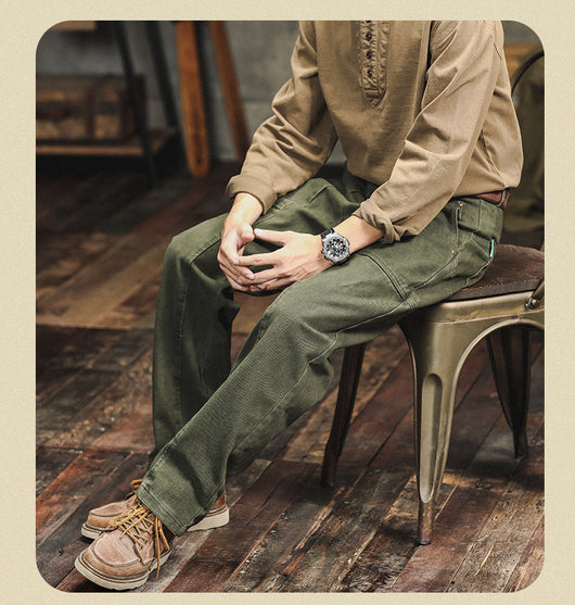 Pantalones Cargo Holgados Verde Militar Estilo Retro para Hombre - Image 13