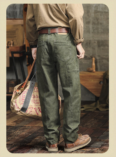 Pantalones Cargo Holgados Verde Militar Estilo Retro para Hombre - Image 14