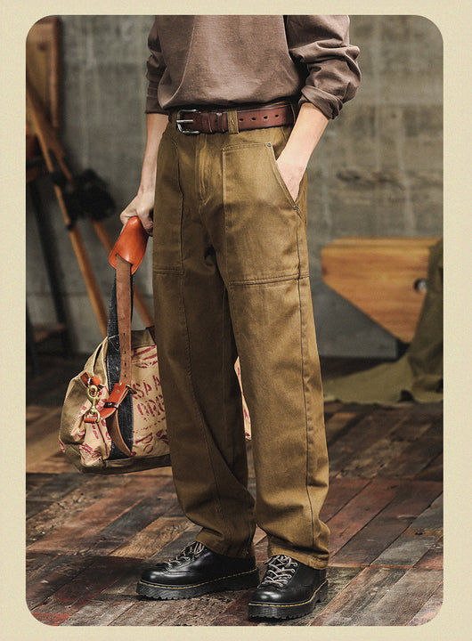Pantalones Cargo Holgados Verde Militar Estilo Retro para Hombre - Image 17