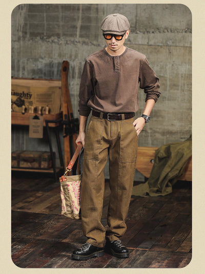 Pantalones Cargo Holgados Verde Militar Estilo Retro para Hombre - Image 21