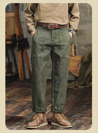 Pantalones Cargo Holgados Verde Militar Estilo Retro para Hombre - Image 22