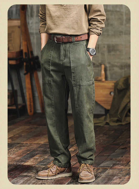 Pantalones Cargo Holgados Verde Militar Estilo Retro para Hombre - Image 24