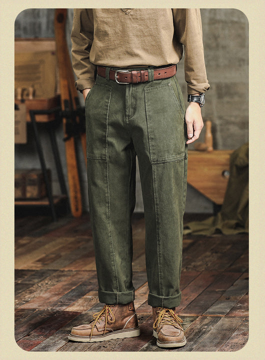 Pantalones Cargo Holgados Verde Militar Estilo Retro para Hombre - Image 25