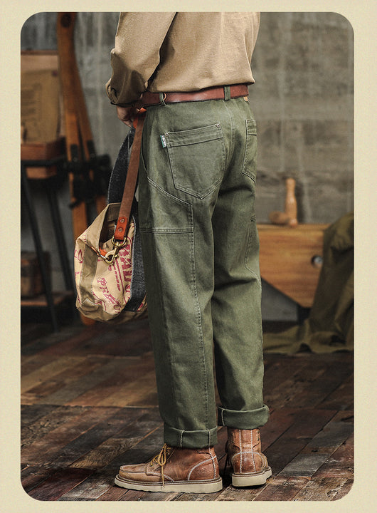 Pantalones Cargo Holgados Verde Militar Estilo Retro para Hombre - Image 27