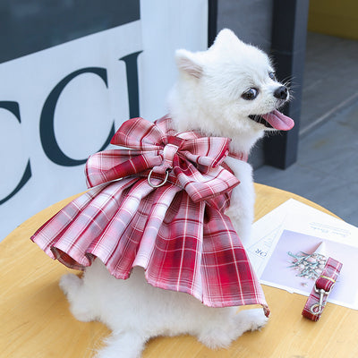 Arnés para Mascotas con Falda Escocesa y Cuerda de Mano - Image 14